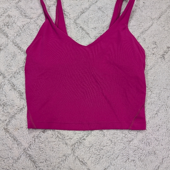 Lululemon Top Womens 2 Pink Raspberry Align Tank A/B Tight Fit Cropped Nulu - Picture 2 of 6